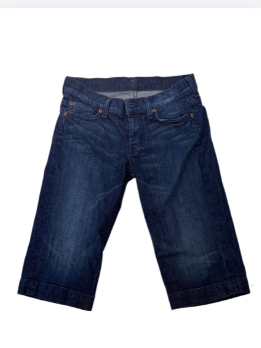 7 for All Mankind Dark Blue Denim Knee-Length Jeans Crops / Wide Capris